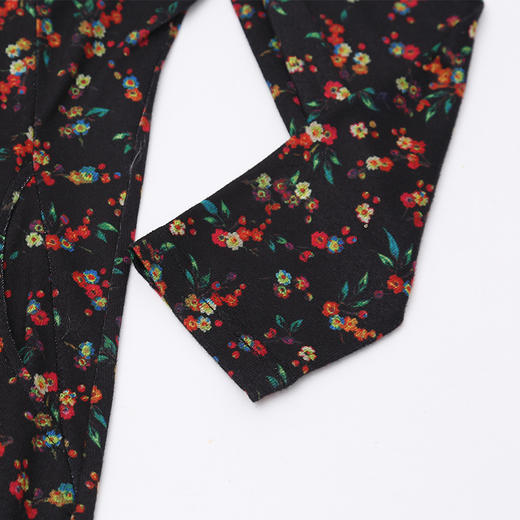 佐尔美秋装女新款黑色碎花修身秋冬长袖束腰连衣裙E73LL31 商品图2