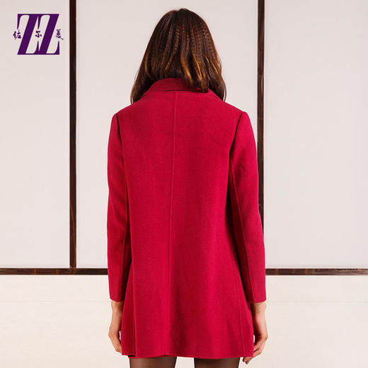 佐尔美中长款双面呢大衣女暗扣毛呢大衣外套羊毛大码女装E44SM09 商品图4