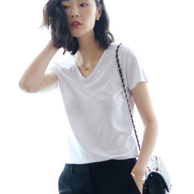 丁摩 纯棉短袖显瘦V领T恤18-02DB99-24.05.31