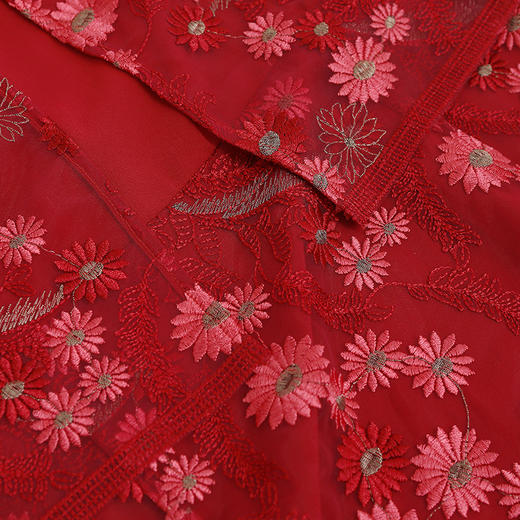 佐尔美秋季新款喜庆红七分袖假两件修身收腰连衣裙女E93LL21 商品图3