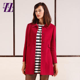 佐尔美中长款双面呢大衣女暗扣毛呢大衣外套羊毛大码女装E44SM09