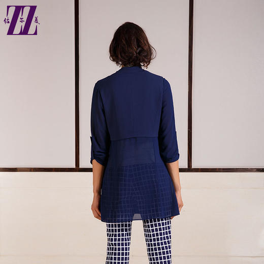 佐尔美春秋季女装时尚休闲中袖西装领中长款外套大码E61CC09 商品图4