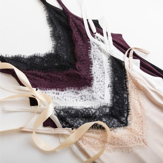 雀说 桑蚕丝宽松V领花边真丝吊带小背心JSY007 CN24-DJ99 商品图7