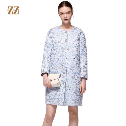 佐尔美春秋季女装印花碎花修身显瘦九分袖风衣外套E71FZ13 商品图0