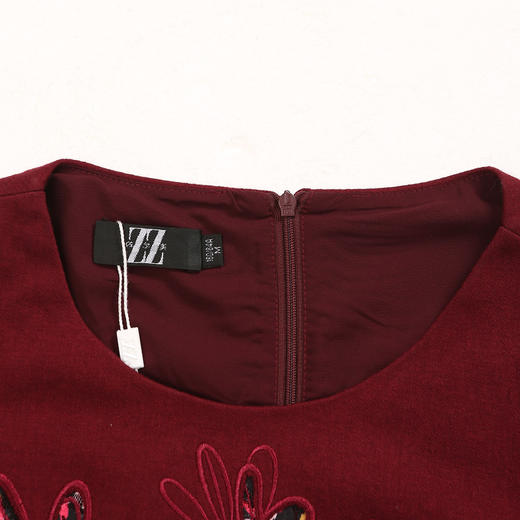 佐尔美新品春秋新品纯色修身中国风婚庆喜宴妈妈装连衣裙E73LL33 商品图2