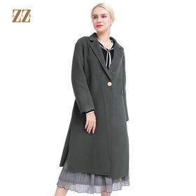 佐尔美冬季新款纯色潮流简约气质长款羊毛双面呢大衣E74SM04