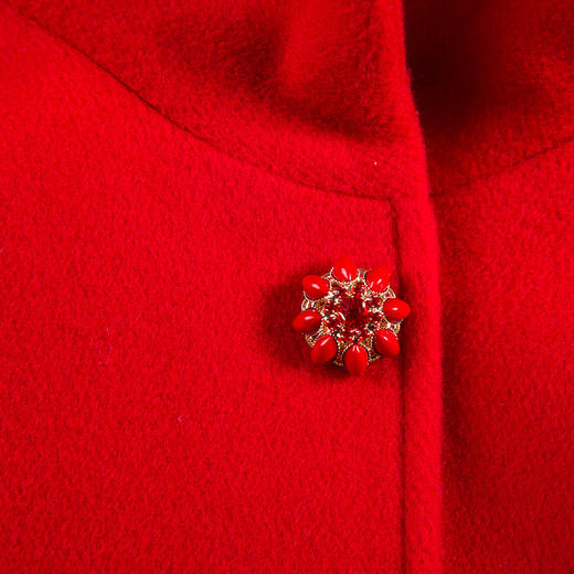 佐尔美冬季新款纯色单排扣修身显瘦羊毛大衣外套女E54ZD07 商品图3