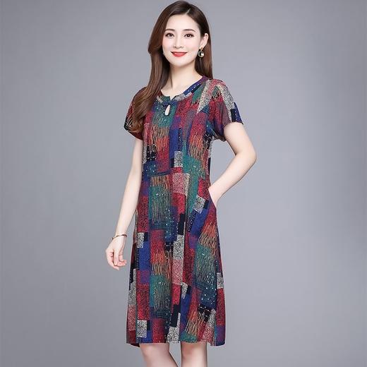 MQ-XFR2688夏季新款显瘦大码绵绸印花连衣裙YY 商品图4