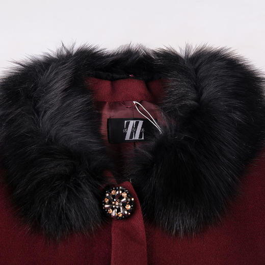 佐尔美新品狐狸毛领羊毛呢子短款中老年女士外套妈妈装E44ZH49 商品图2