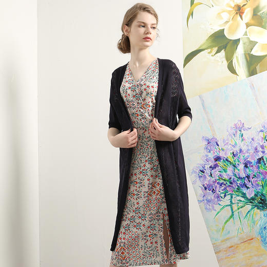 佐尔美夏季新款纯色简约气质五分袖针织毛衫E91ZM34 商品图1