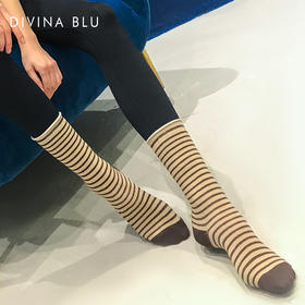 DIVINA BLU 韩版中筒细条纹堆堆袜