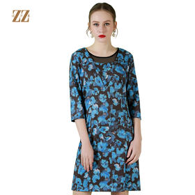 佐尔美春秋女装印花碎花修身显瘦度假风七分袖连衣裙E71LL16