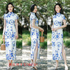 SYK-186157复古中国风青花瓷提花棉旗袍 商品缩略图1