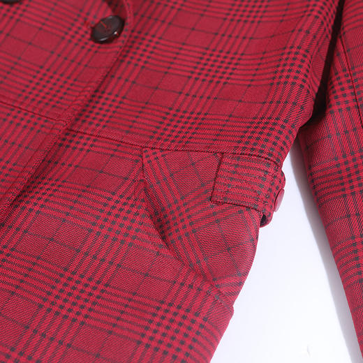 佐尔美春秋季新品潮流格纹宽松中长款女士风衣外套E83FZ18 商品图3