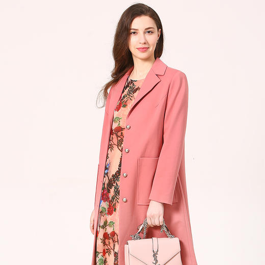 佐尔美新品春秋季新款纯色简约百搭修身中老年女士风衣E73FZ02 商品图1