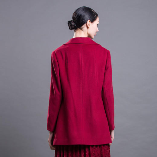 佐尔美冬款纯色单排扣羊毛大衣女大码修身显瘦毛呢外套E54ZZ21 商品图1