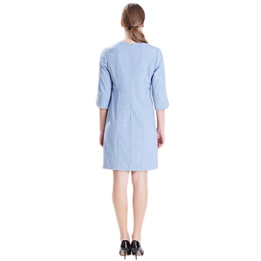 佐尔美春秋女装纯色简约舒适清新直筒五分袖连衣裙OL中裙E63LL15A 商品图4