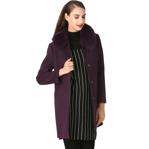 佐尔美新品秋冬新品中长款毛领羊毛呢子中老年女士外套E64ZH42 商品图1