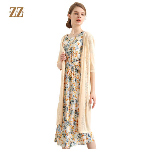 佐尔美夏季新款纯色简约气质五分袖针织毛衫E91ZM34 商品图0