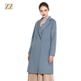 佐尔美ZZ 新品反季纯色简约风女士中长款羊毛双面呢大衣E64SM24