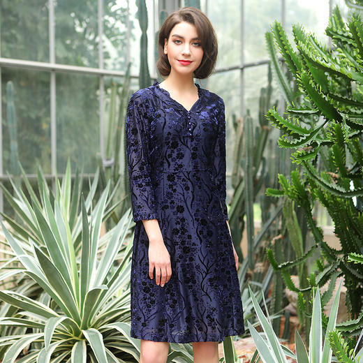 佐尔美春秋季新款潮流时尚蕾丝绣花网纱改良旗袍连衣裙E83LL33 商品图1