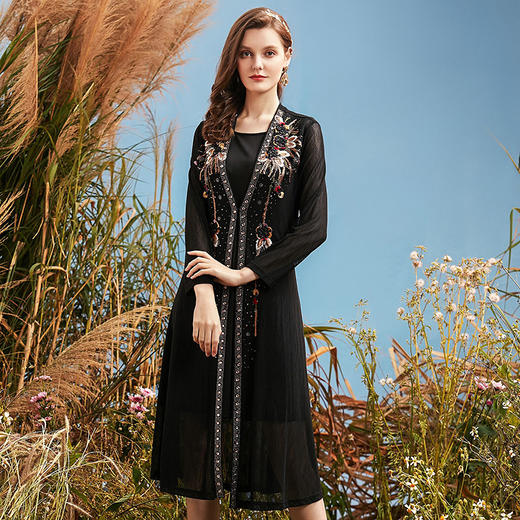 MY-PM202017中国风复古大码透视长袖披风外套薄款防晒衣 商品图2