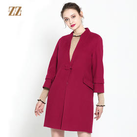 佐尔美ZZ 新品反季热销女士中长款羊毛双面呢大衣羊毛外套E64SM17