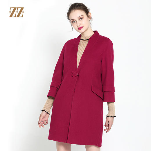 佐尔美ZZ 新品反季热销女士中长款羊毛双面呢大衣羊毛外套E64SM17 商品图0