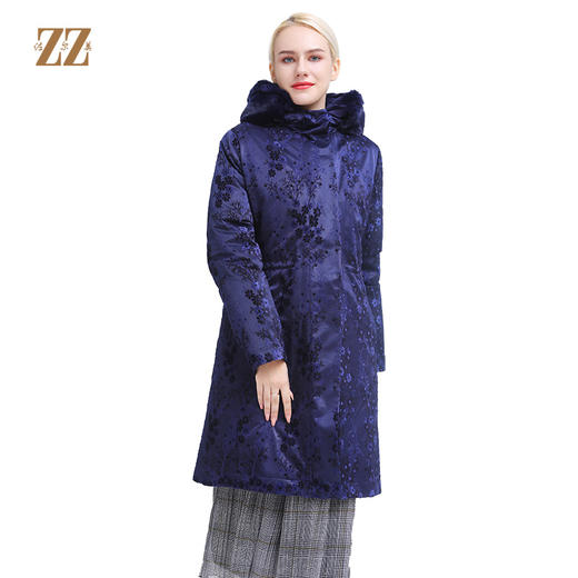 佐尔美冬季新款气质中老年加厚长款潮流貂毛领羽绒服E84PQ53 商品图0