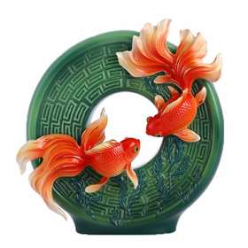 【6F】法蓝瓷金裕有余 金鱼瓷瓶