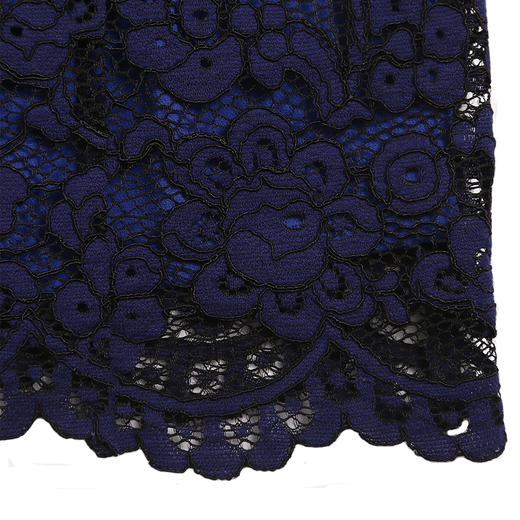 佐尔美春款女装纯色蕾丝印花修身显瘦复古中袖连衣裙E71LL14 商品图3