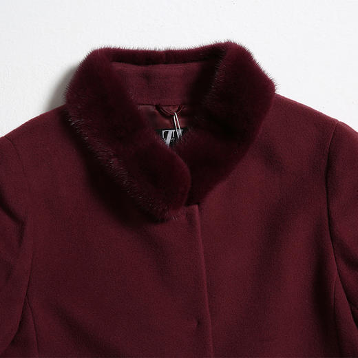 佐尔美冬季女装纯色修身毛领中长款羊毛呢子大衣外套E64ZO52 商品图3