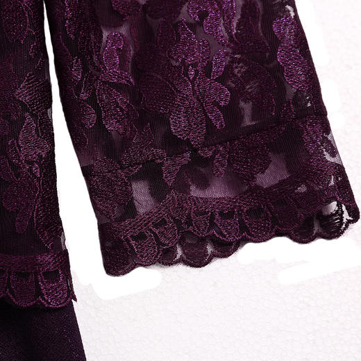 佐尔美春秋女装蕾丝纯色修身显瘦拼接中袖连衣裙中裙E71LL24 商品图2