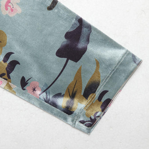 佐尔美新品秋季新品女士印花丝绒中长袖修身显瘦连衣裙E83LL30 商品图2