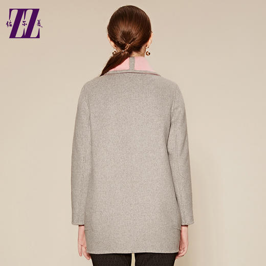 佐尔美冬季女装纯色排扣两面羊毛呢修身显瘦外套中长大衣E64SM29 商品图2