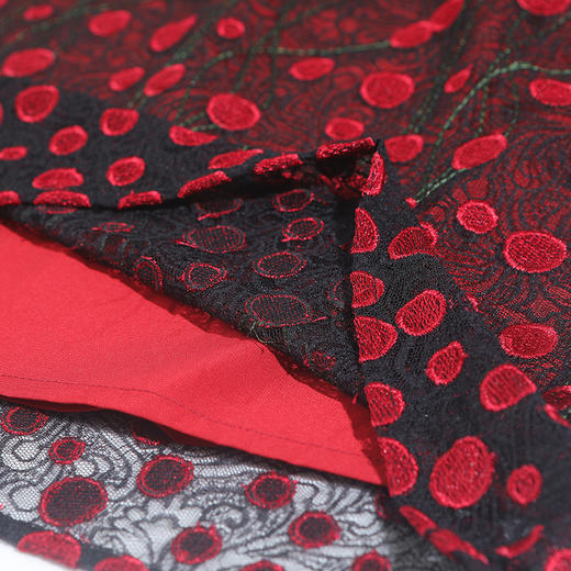 佐尔美春秋季新品复古波点镂空蕾丝气质女士中长裙E91LL25 商品图3