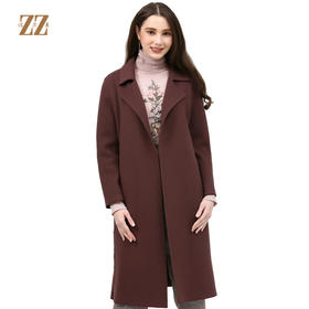 佐尔美冬新品针织山羊绒羊毛双面呢女士中长款大衣E74SM30