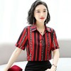 MZ-MZ4310夏装新款时尚条纹v领洋气上衣妈妈桑蚕丝衬衣ZXH 商品缩略图3