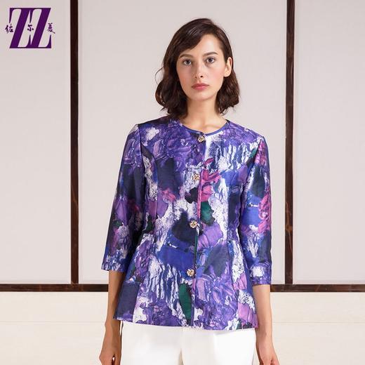 佐尔美秋装紫色印花七分袖短外套小外套短款外套女潮E61SO16A 商品图0