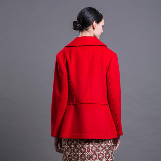 佐尔美冬季新款纯色单排扣修身显瘦羊毛大衣外套女E54ZD07 商品图1