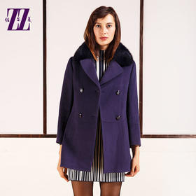 佐尔美冬季女装大码冬季毛呢外套毛领呢子大衣E54ZH13