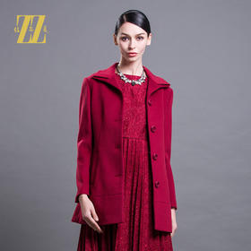 佐尔美冬款纯色单排扣羊毛大衣女大码修身显瘦毛呢外套E54ZZ21