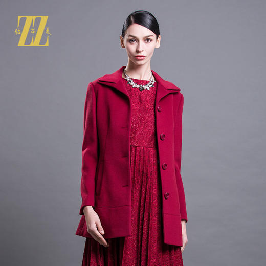 佐尔美冬款纯色单排扣羊毛大衣女大码修身显瘦毛呢外套E54ZZ21 商品图0