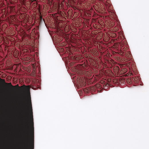 佐尔美佐尔美秋装女新款假两件蕾丝碎花修身连衣裙E73LL22 商品图2