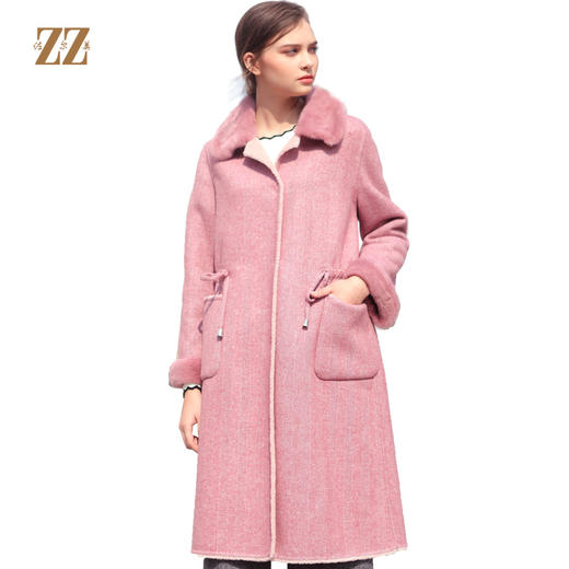 佐尔美新品女士中老年气质加厚宽松羊剪绒大衣毛呢外套E84YJ34 商品图0