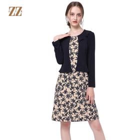 佐尔美新品中年女装碎花印花休闲修身显瘦套衫连衣裙中裙E63LL02A
