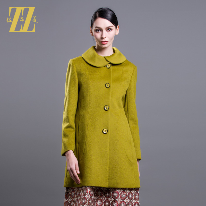 佐尔美冬纯色大码女装中长款修身显瘦羊毛大衣毛呢外套女E54ZZ18
