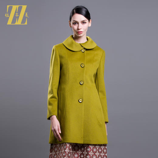 佐尔美冬纯色大码女装中长款修身显瘦羊毛大衣毛呢外套女E54ZZ18 商品图0
