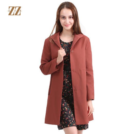 佐尔美新品秋冬新品薄纯色简约时尚妈妈装女外套E73FZ09 商品图0