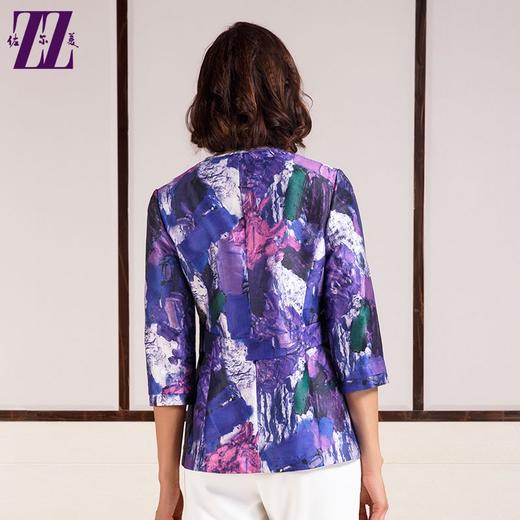 佐尔美秋装紫色印花七分袖短外套小外套短款外套女潮E61SO16A 商品图4